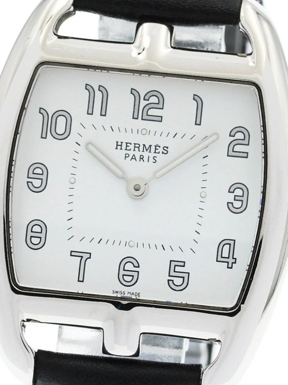 HERMES Cape Cod Tonneau CT1.710 White Dial Quartz Men's Watch_961331